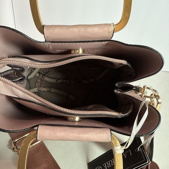 La Terre Vegan Leather Blush Pink Satchel Handbag Gold Hardware NWT” - Picture 6 of 9
